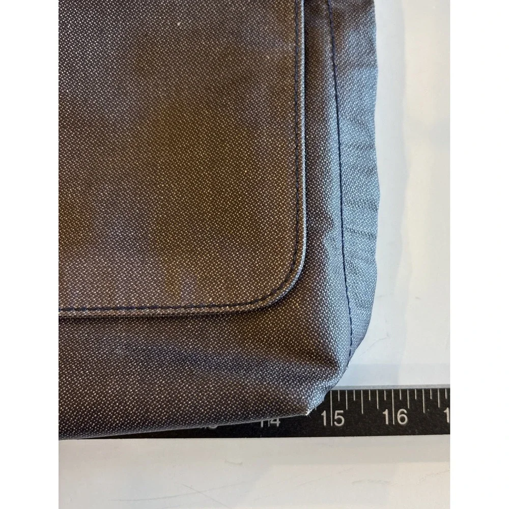 Skagen Eric Messenger Bag Heathered Navy Nylon‎ Leather Trim Large Zippers